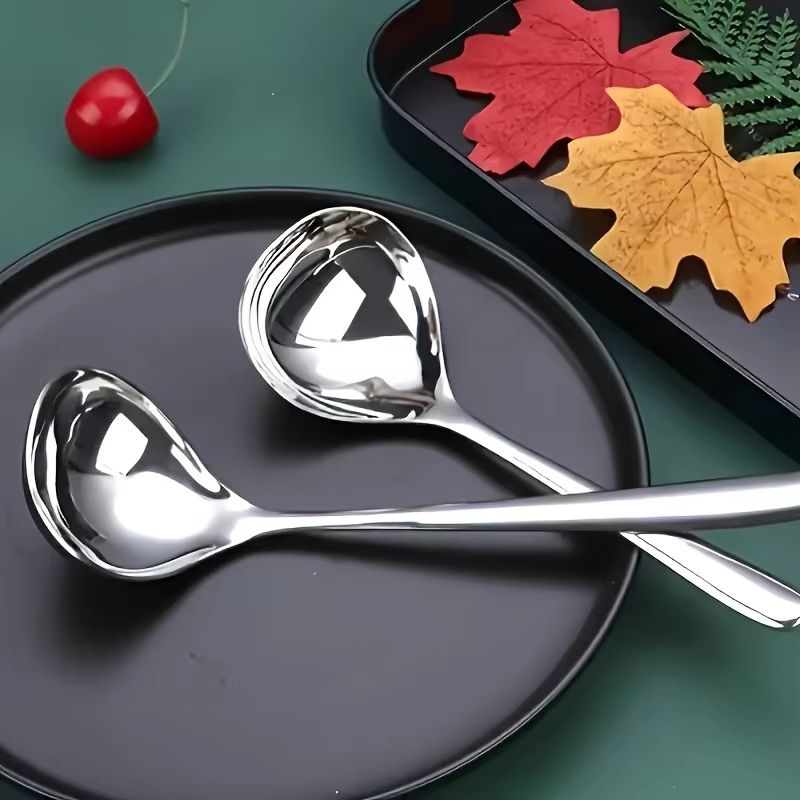 TitanServe HeavyDuty Stainless Steel Serving Spoons Set 2 Pcs  LongHandle For Kitchen Soup  Porridg 1