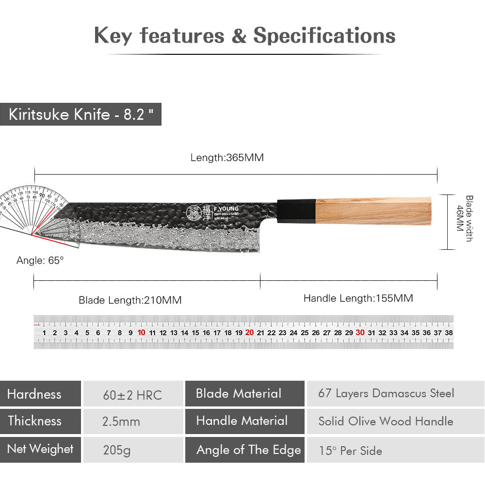 Damascus Steel Kiritsuke Knife Sharp Meat Vegetable Cleaver Handmade Japanese Chef Knives 4