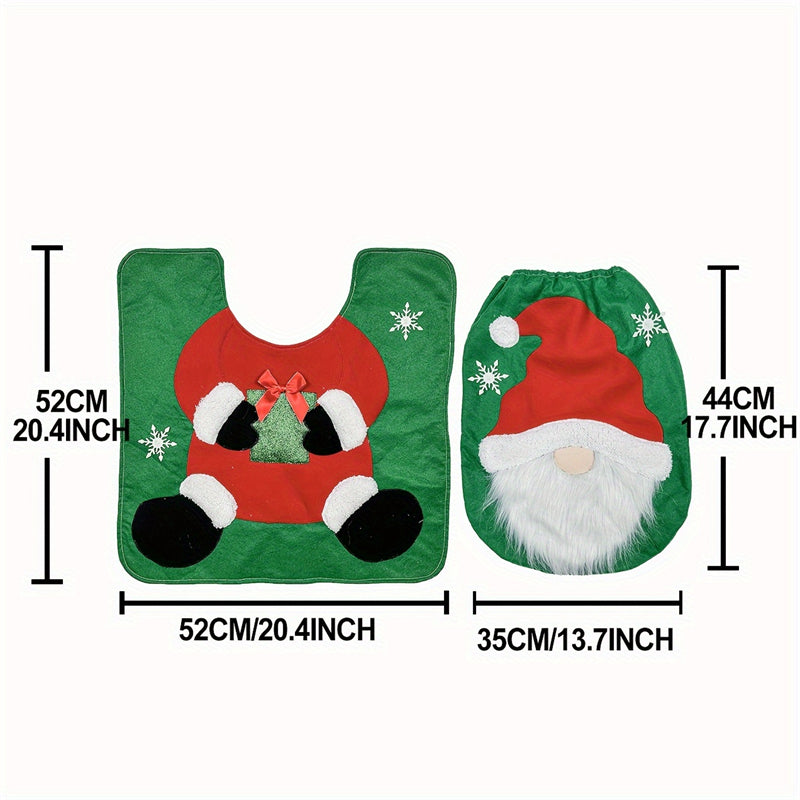 Ultimate Santa Toilet Seat Cover Set Cheerful Christmas Bathroom Decor Santa On The Toilet Seat Cov 2