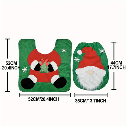 Ultimate Santa Toilet Seat Cover Set Cheerful Christmas Bathroom Decor Santa On The Toilet Seat Cov 2