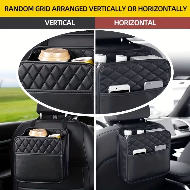 SupremePU Universal Car Seat Storage Bag  Premium Synthetic Leather Organizer 4