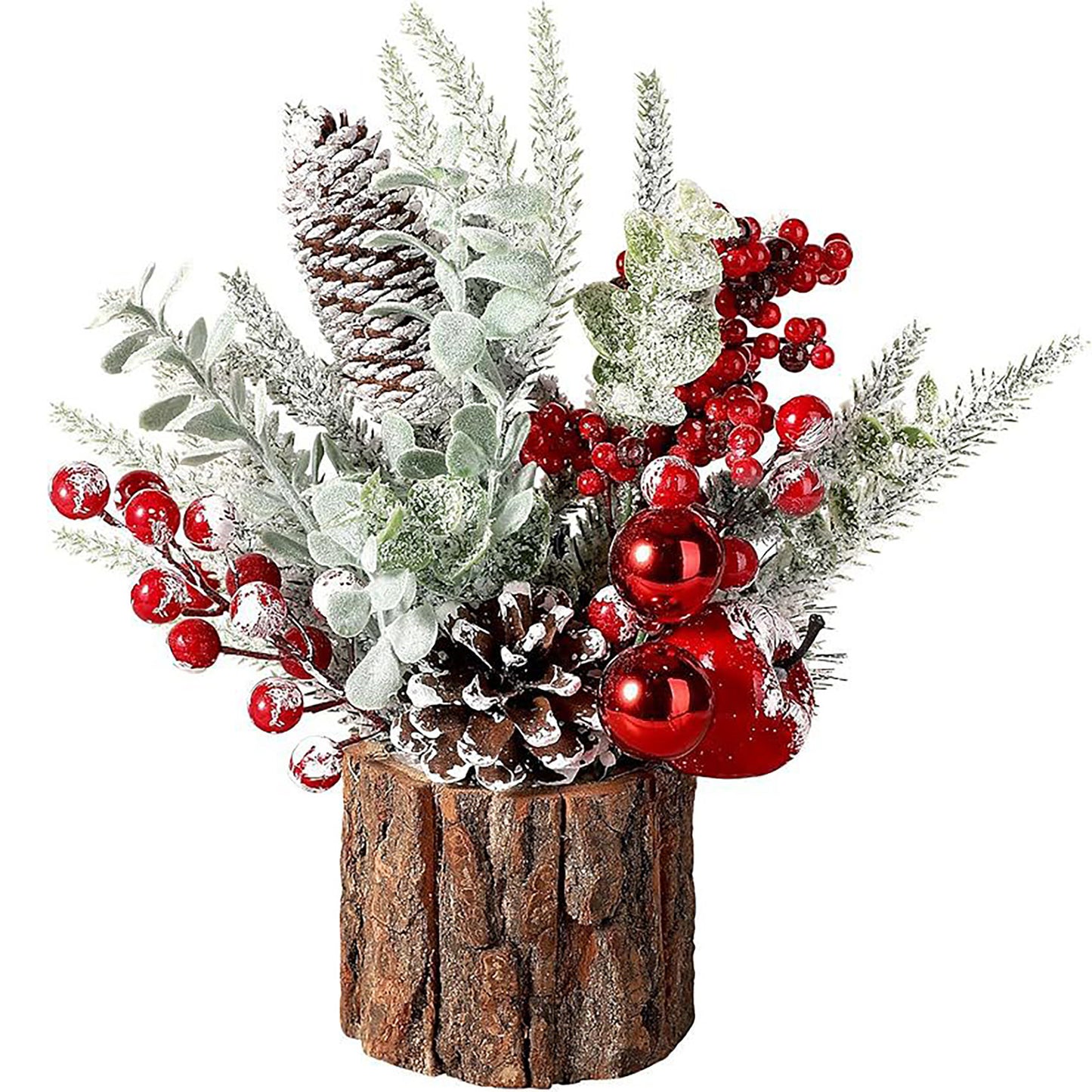 Mini Desktop Christmas Tree, Pine Cone Red Berry Decoration