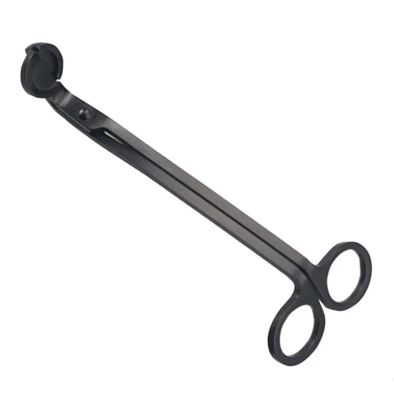 Elegant Black Stainless Steel Candle Wick Trimmer  Cutter  LongHandle Candle Accessory 3