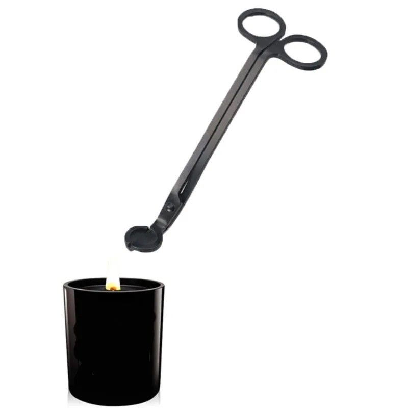 Elegant Black Stainless Steel Candle Wick Trimmer  Cutter  LongHandle Candle Accessory 4