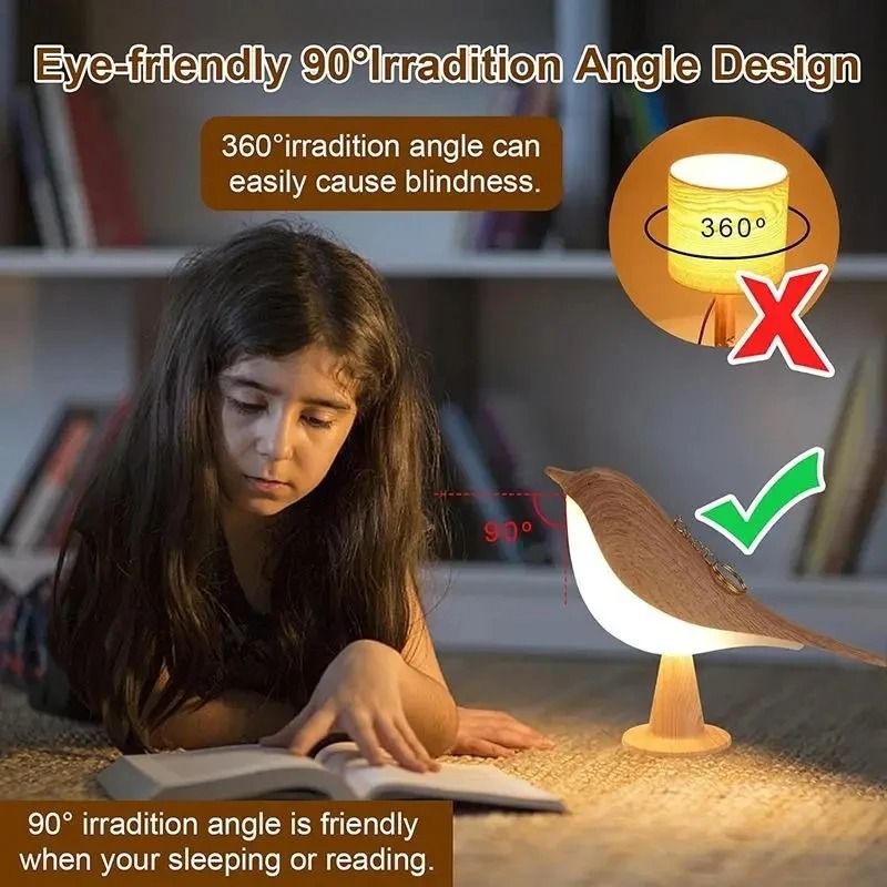 Modern Magpie LED Bird Night Light Touch Control Bedside Lamp 5