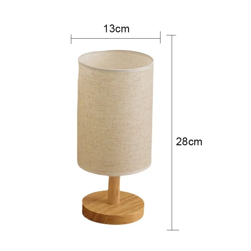 LED Bedside Table Lamp  Modern Minimalist Fabric Shade With Wooden Base USB Powered Night Light 6