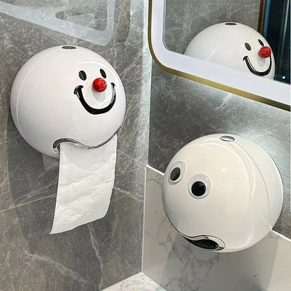 Smiling Face Waterproof Toilet Paper Holder – No-Drill Wall Mount