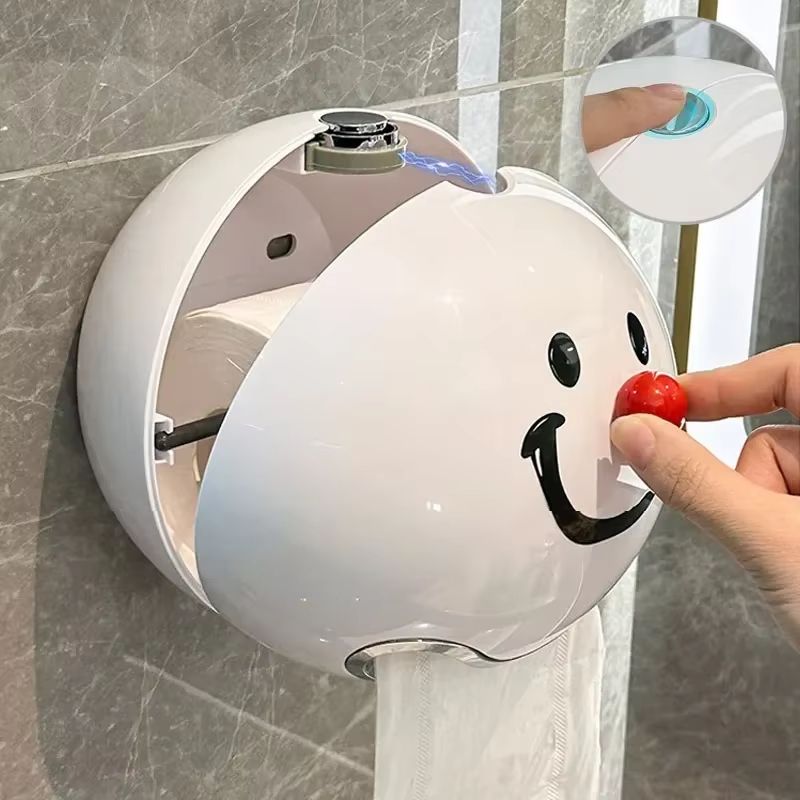 Smiling Face Waterproof Toilet Paper Holder  NoDrill Wall Mount 1