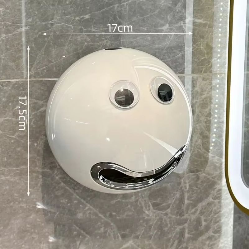 Smiling Face Waterproof Toilet Paper Holder  NoDrill Wall Mount 7