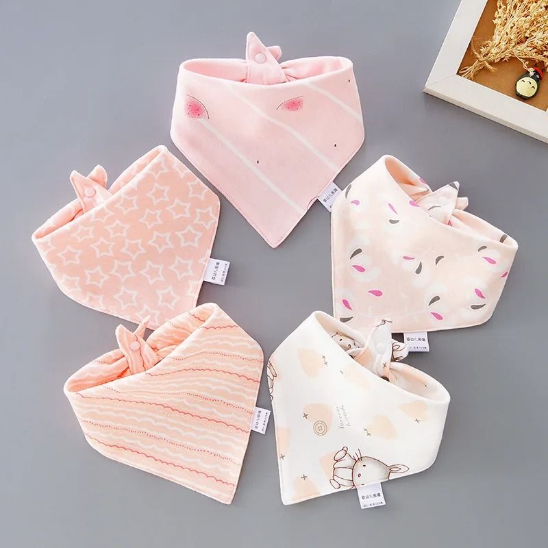 5 Piece Pure Cotton Triangle Scarf Bib Set 1