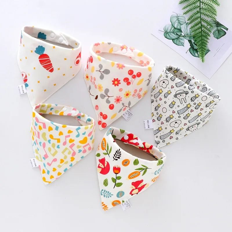5 Piece Pure Cotton Triangle Scarf Bib Set 11