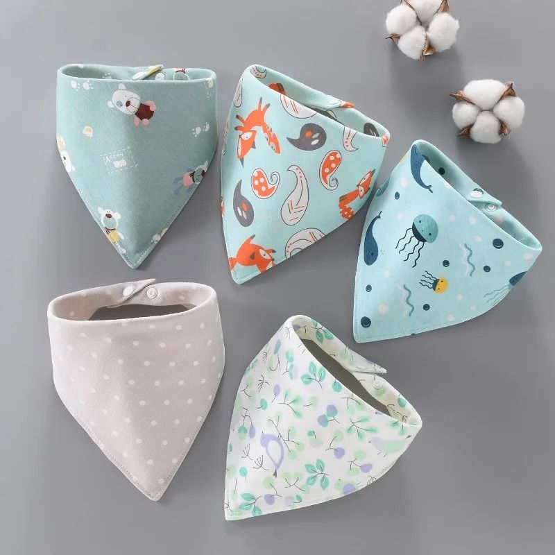 5 Piece Pure Cotton Triangle Scarf Bib Set 12