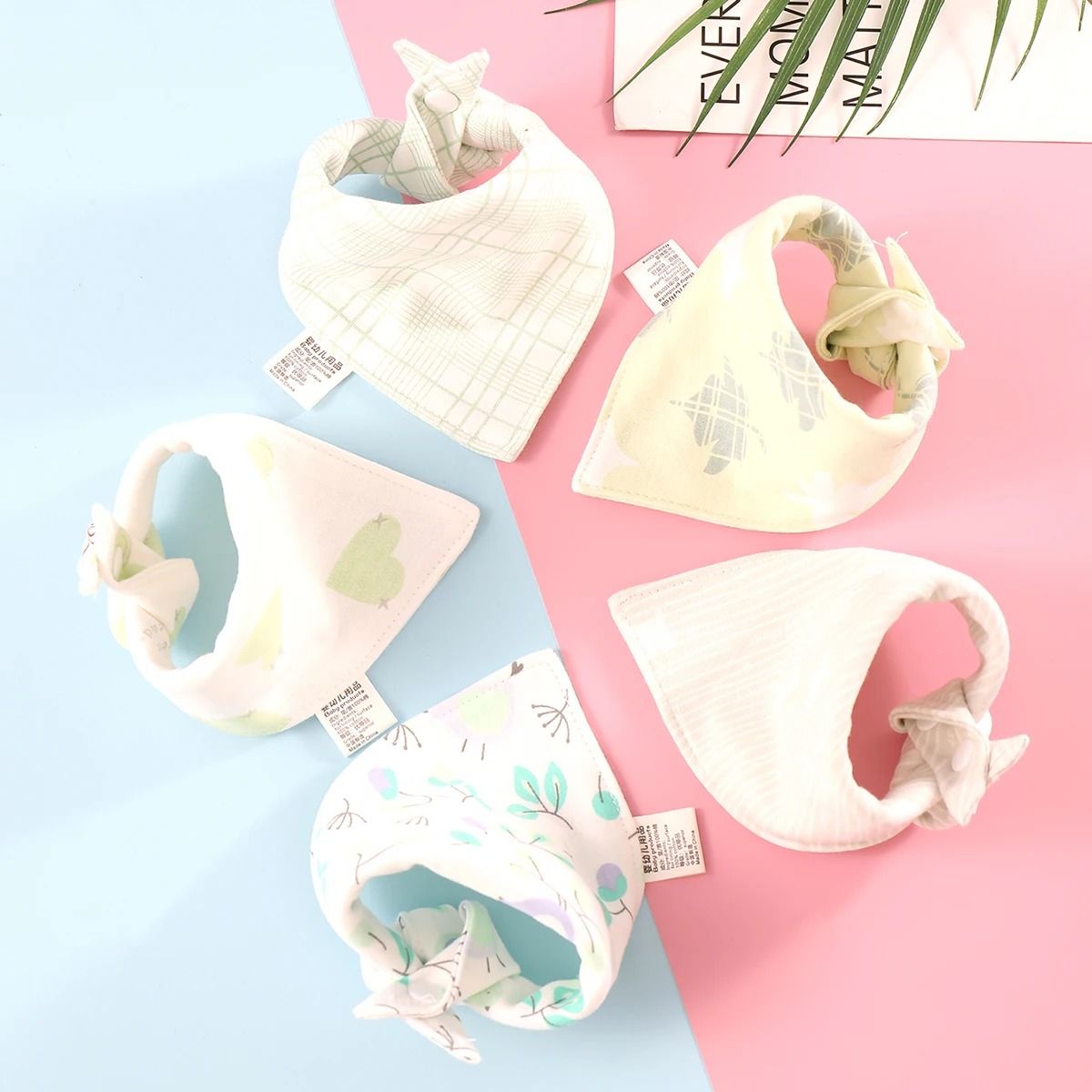 5 Piece Pure Cotton Triangle Scarf Bib Set 15