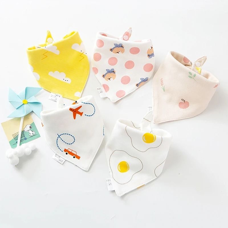5 Piece Pure Cotton Triangle Scarf Bib Set 16