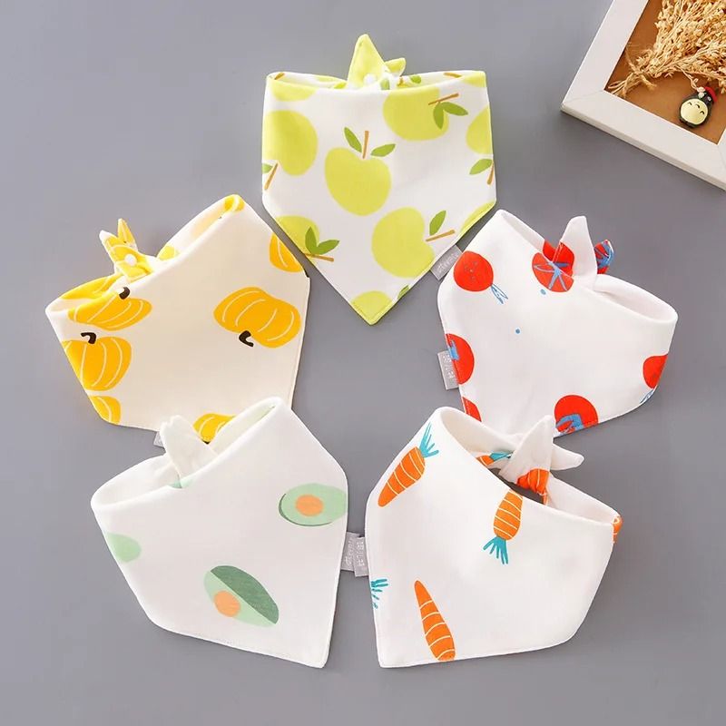 5 Piece Pure Cotton Triangle Scarf Bib Set 17