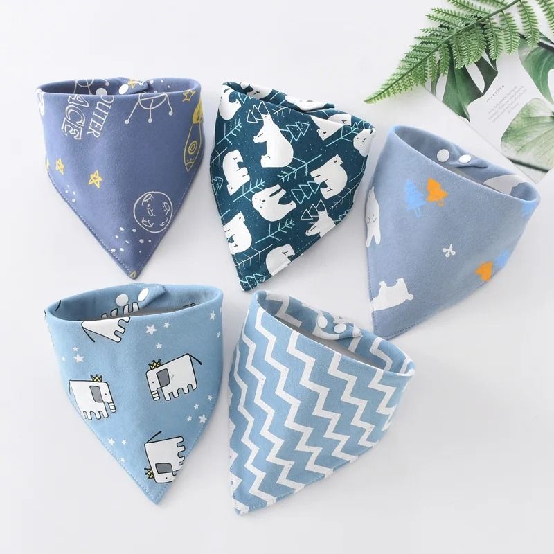 5 Piece Pure Cotton Triangle Scarf Bib Set 19