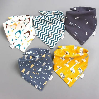 5 Piece Pure Cotton Triangle Scarf Bib Set 8
