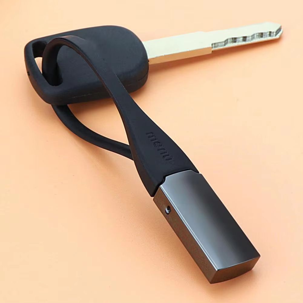Minimalist Leather Loop Keychain  WearResistant Metal  Genuine Leather 1