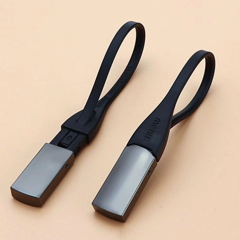 Minimalist Leather Loop Keychain  WearResistant Metal  Genuine Leather 2