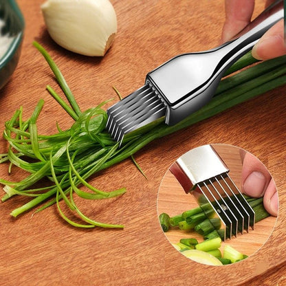 Supreme CurvedHandle Green Onion Chopper Knife  Premium Stainless Steel Herb  Veg Cutter 1