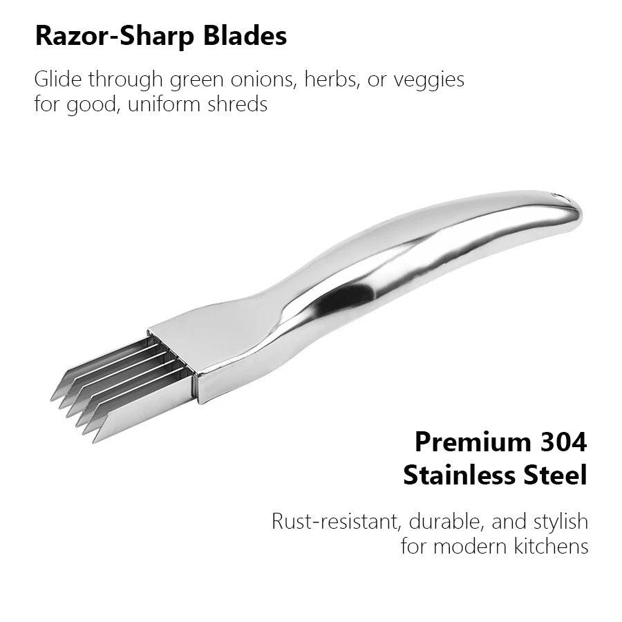 Supreme CurvedHandle Green Onion Chopper Knife  Premium Stainless Steel Herb  Veg Cutter 4