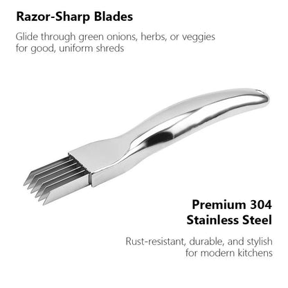 Supreme CurvedHandle Green Onion Chopper Knife  Premium Stainless Steel Herb  Veg Cutter 4
