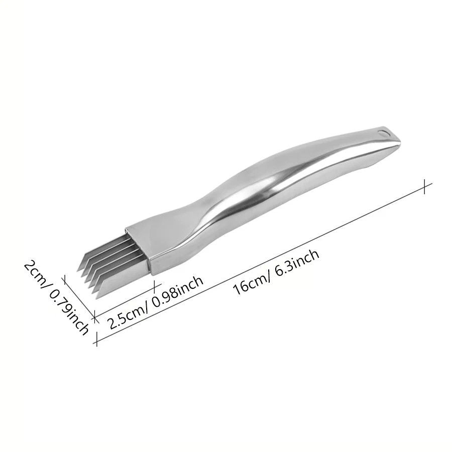 Supreme CurvedHandle Green Onion Chopper Knife  Premium Stainless Steel Herb  Veg Cutter 5