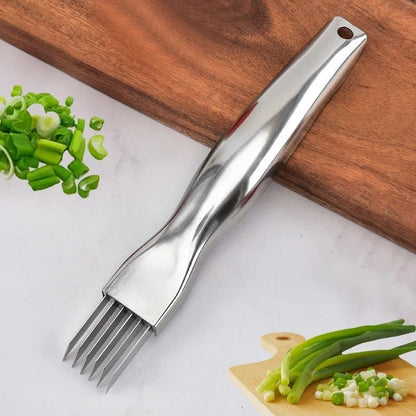 Supreme CurvedHandle Green Onion Chopper Knife  Premium Stainless Steel Herb  Veg Cutter 2