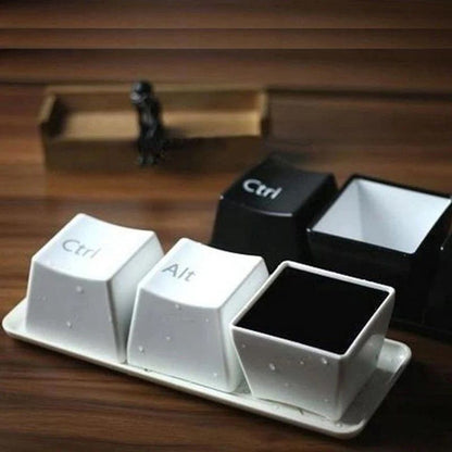 Keyboard Key Mug Set – Ctrl Alt Del Desk Cup Trio