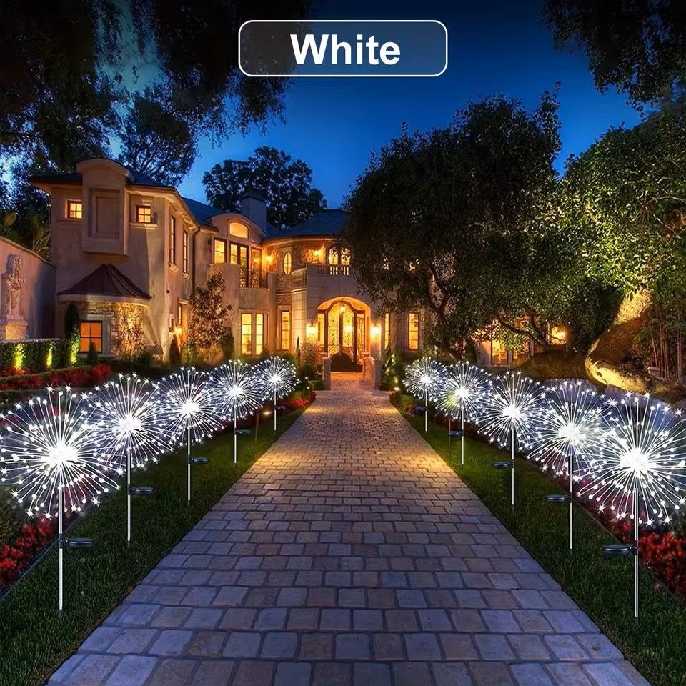 60LED Solar Fireworks Lights  Outdoor Waterproof Garden Decor 8 Modes  Remote Control 12