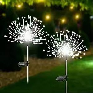 60LED Solar Fireworks Lights  Outdoor Waterproof Garden Decor 8 Modes  Remote Control 15