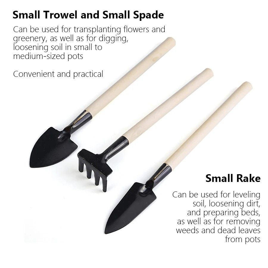 Premium WoodHandle HeavyDuty Hand Shovel  Garden Trowel Set  3Piece Planting  Transplanting Kit 3