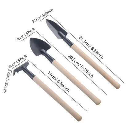 Premium WoodHandle HeavyDuty Hand Shovel  Garden Trowel Set  3Piece Planting  Transplanting Kit 4