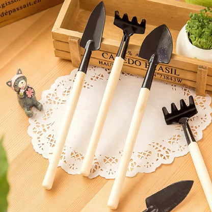 Premium Wood-Handle Heavy-Duty Hand Shovel & Garden Trowel Set – 3-Piece Planting & Transplanting Kit