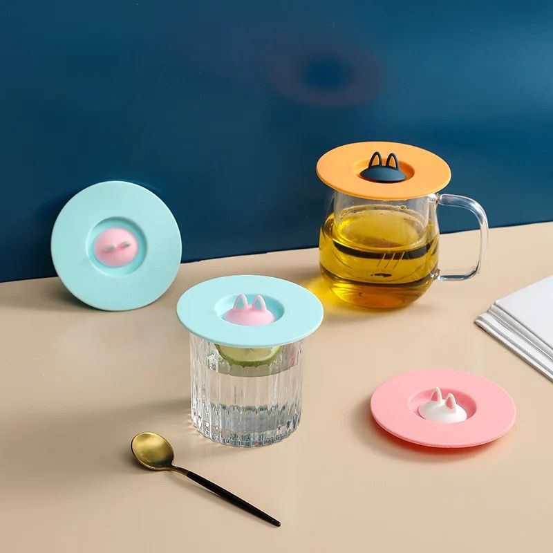 CatEar Silicone Mug Lid  Reusable AntiDust Thermal Insulation Cup Cover 2