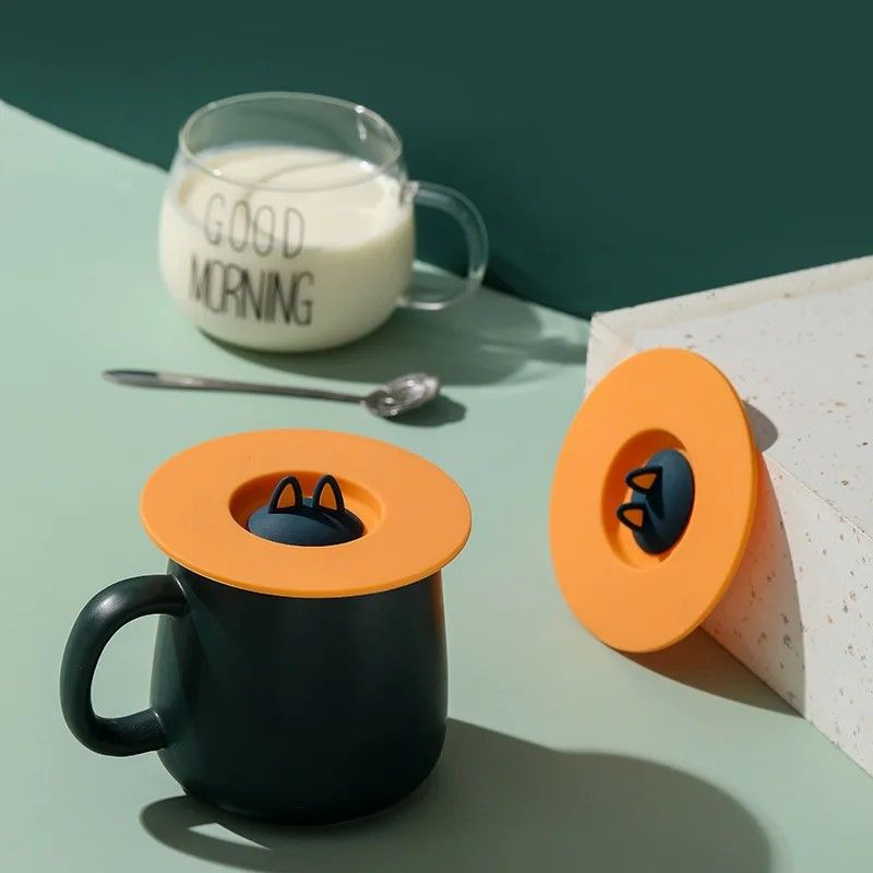CatEar Silicone Mug Lid  Reusable AntiDust Thermal Insulation Cup Cover 1