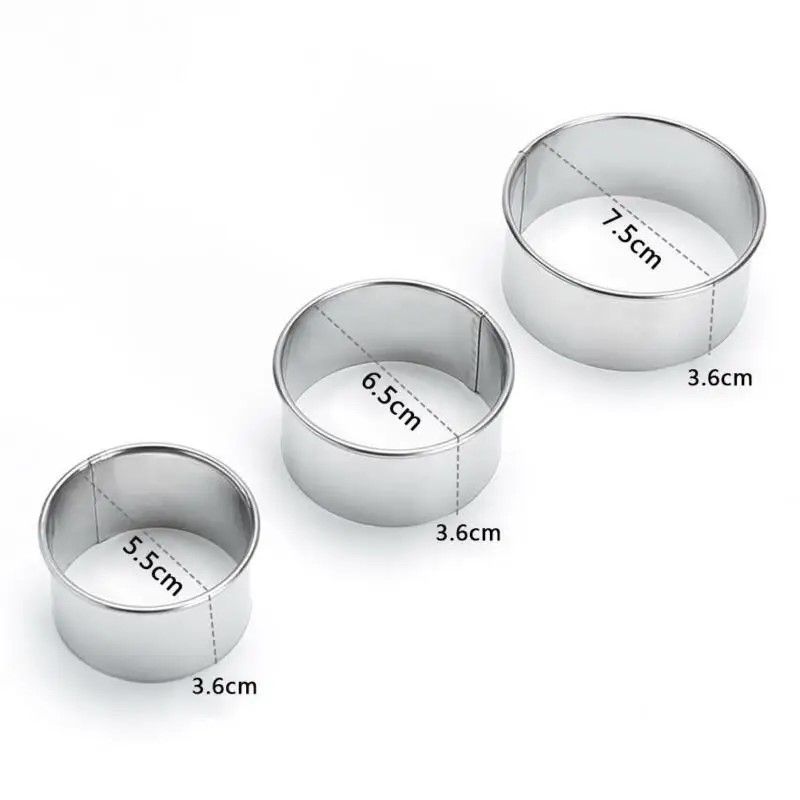 Prestige TripleSize Stainless Steel Dough  Biscuit Ring Set  DIY Pastry Cookie  Dumpling Cutter 6