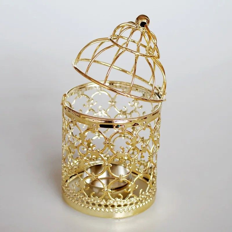 Vintage Moroccan Metal Bird Cage Lantern Candle Holder Gold  Silver Wedding Centerpiece 1