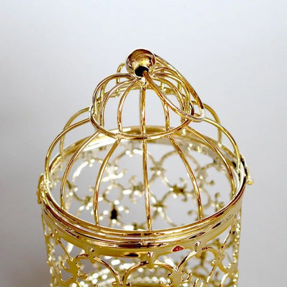 Vintage Moroccan Metal Bird Cage Lantern Candle Holder Gold  Silver Wedding Centerpiece 3
