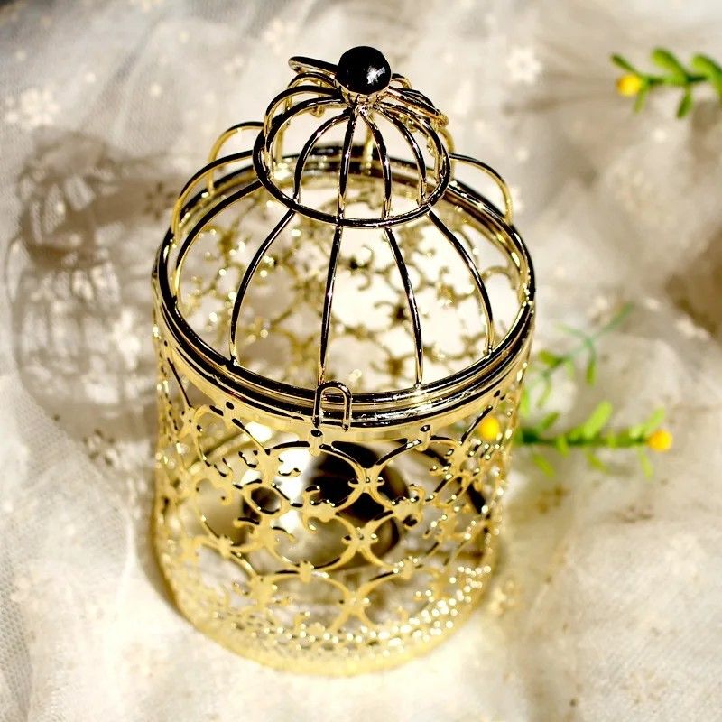 Vintage Moroccan Metal Bird Cage Lantern Candle Holder Gold  Silver Wedding Centerpiece 2