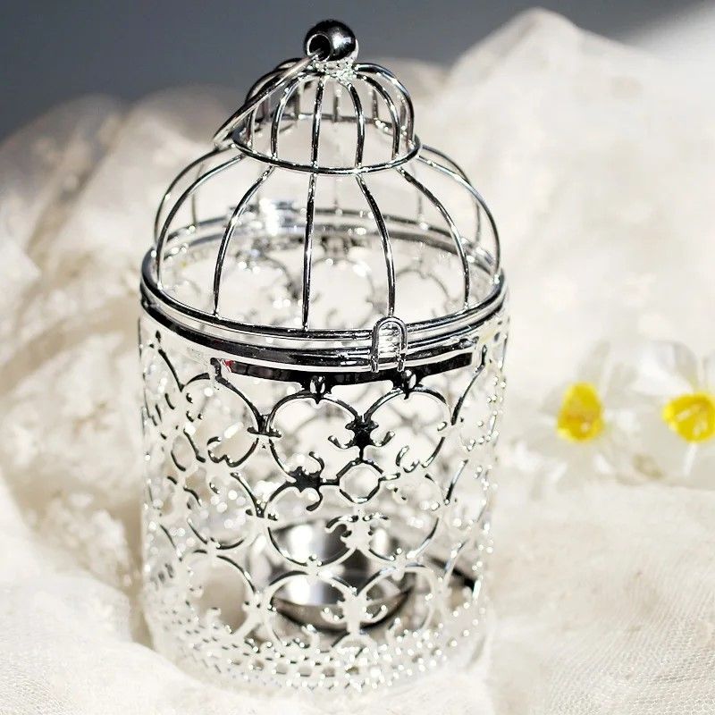 Vintage Moroccan Metal Bird Cage Lantern Candle Holder Gold  Silver Wedding Centerpiece 4