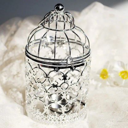 Vintage Moroccan Metal Bird Cage Lantern Candle Holder Gold  Silver Wedding Centerpiece 4