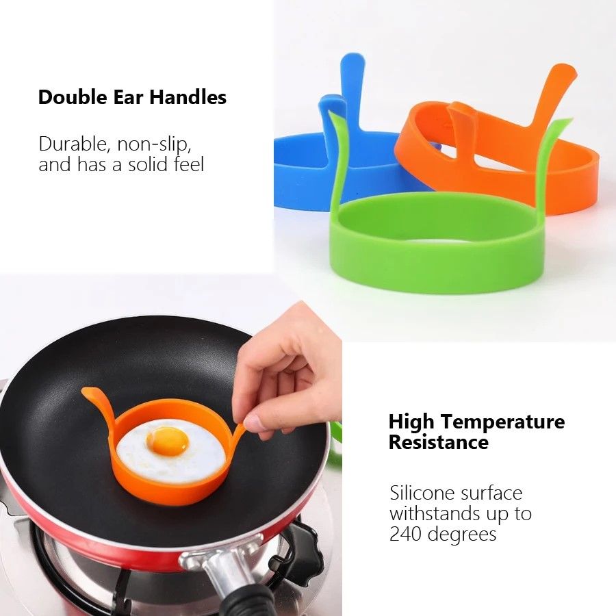 Breakfast Bliss Silicone Egg  Pancake Ring Set  3Piece FoodGrade Mold Kit For Perfectly Shaped Eggs 5