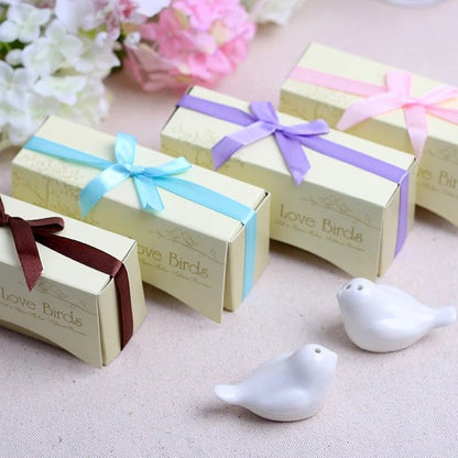 LoveBird Ceramic Salt  Pepper Shaker Set  Elegant Wedding Favors  Guest Gifts 2