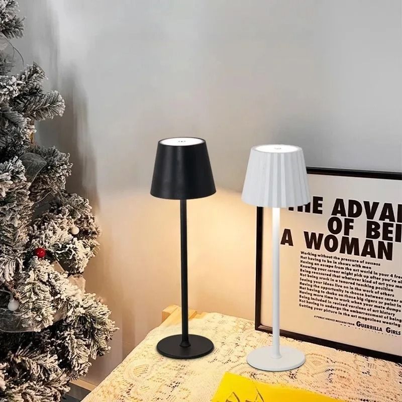 Retro LED Desk Lamp  Touch Control ThreeColor Dimmable USB Rechargeable 4