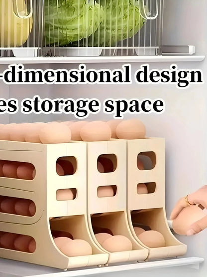 4 Tiers Egg Holder For Fridge Automatic Egg Rolling Rack 2