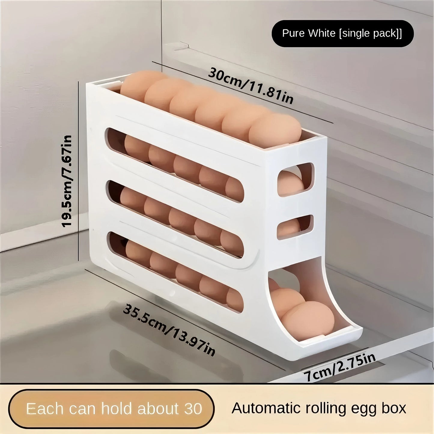 4 Tiers Egg Holder For Fridge Automatic Egg Rolling Rack 6