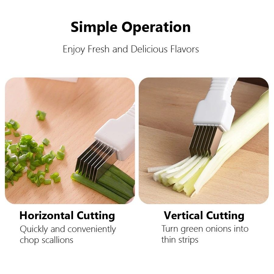 Premium Kitchen Green Spring Onion Slicer  Vegetable Chopper  Effortless Onion Strips Cutter 2
