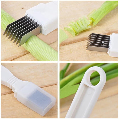 Premium Kitchen Green Spring Onion Slicer  Vegetable Chopper  Effortless Onion Strips Cutter 1