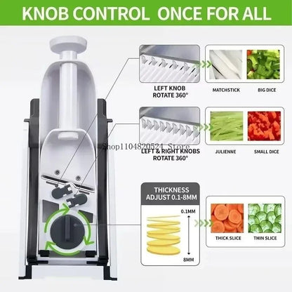 Adjustable Vegetable Cutter And Manual Kitchen Tool For Slicing And Peeling 3